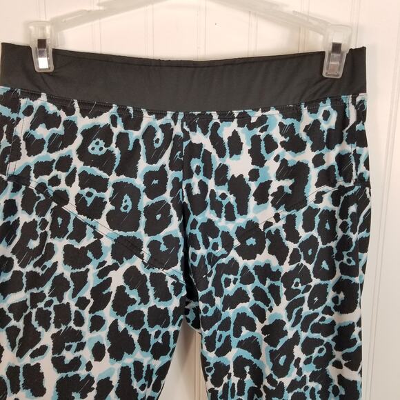 Adidas Stella McCartney Leopard Print Running Legging Blue Black Small - Picture 3 of 11